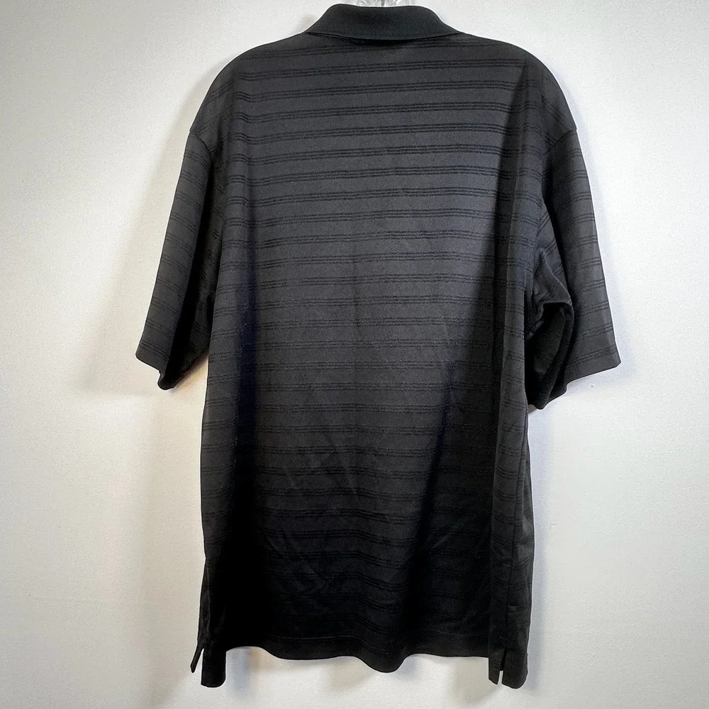 Adidas Mens XL Black Tonal Stripe Short Sleeve Performance Golf Polo Shirt